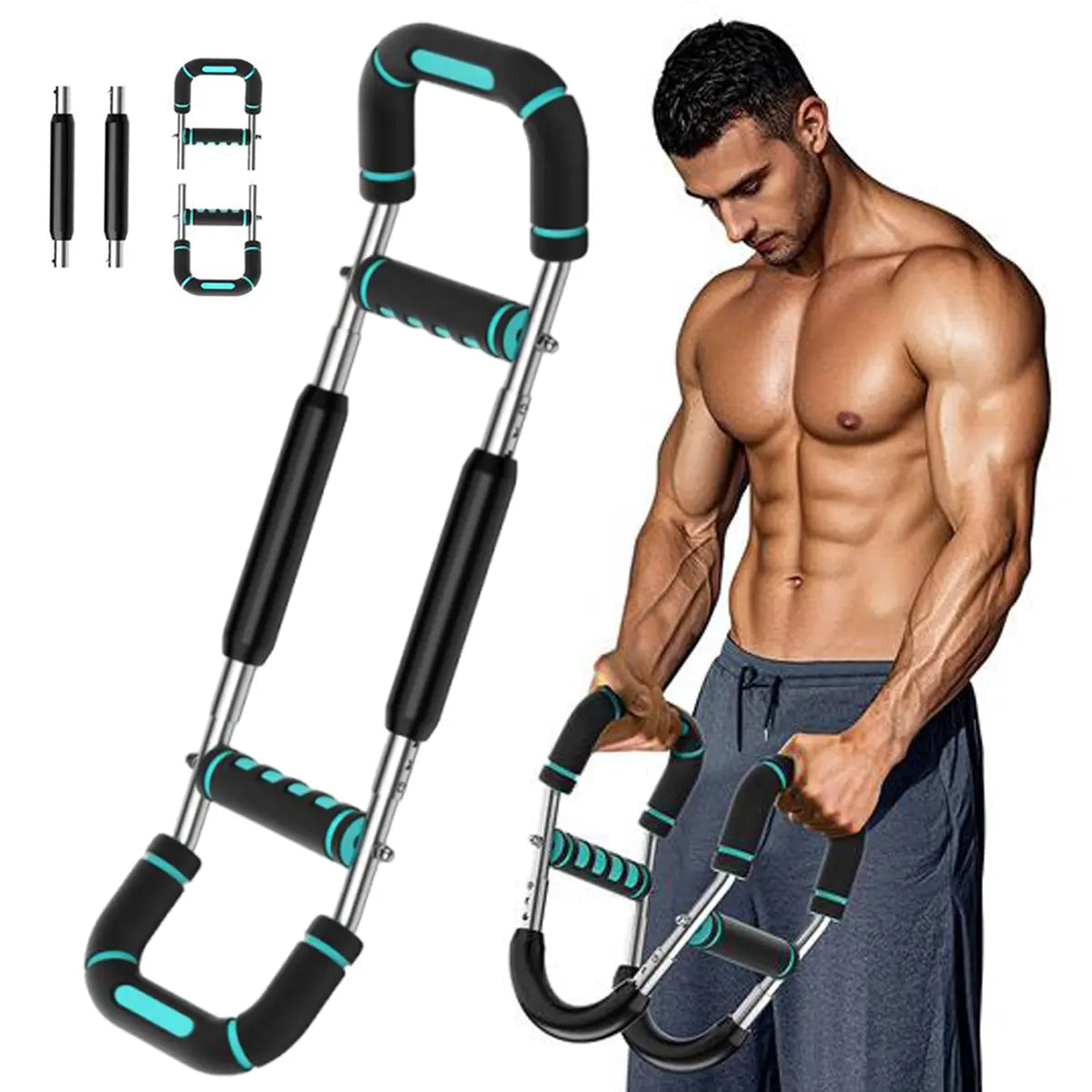 Adjustable Power Twister Bar Arm Trainer, Chest & Arm Strength Training Equipment for Men, Portable Upper Body Workout Tool for Home Gym Fitness Summervibes Summerwins