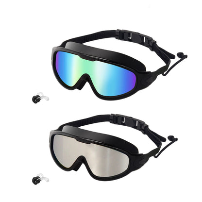 Swim Goggles 2 Pack - Wide View Anti-Fog & UV, No Leaking Swim Glasses for Men, Women, Kids Swimming