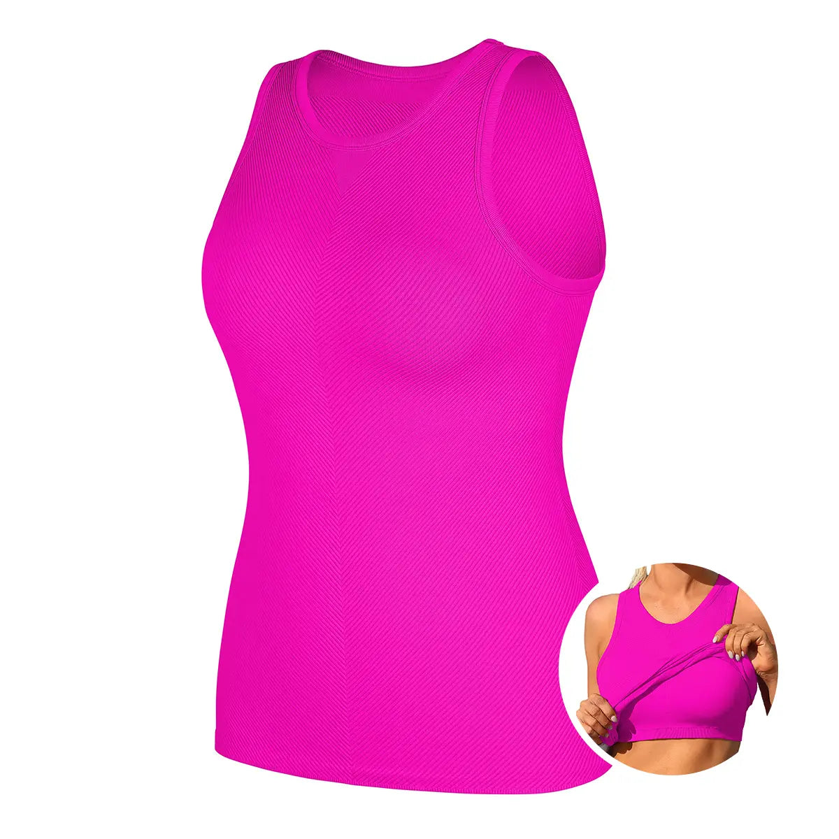 ATTRACO Women'S Seamless High Neck Workout Tank Top with Built-In Bra & Removable Padding for Yoga & Gym Training Summerwins