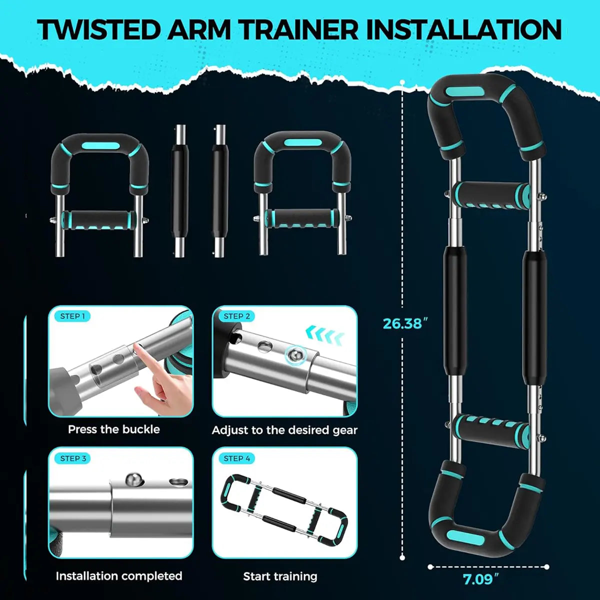 Adjustable Power Twister Bar Arm Trainer, Chest & Arm Strength Training Equipment for Men, Portable Upper Body Workout Tool for Home Gym Fitness Summervibes Summerwins