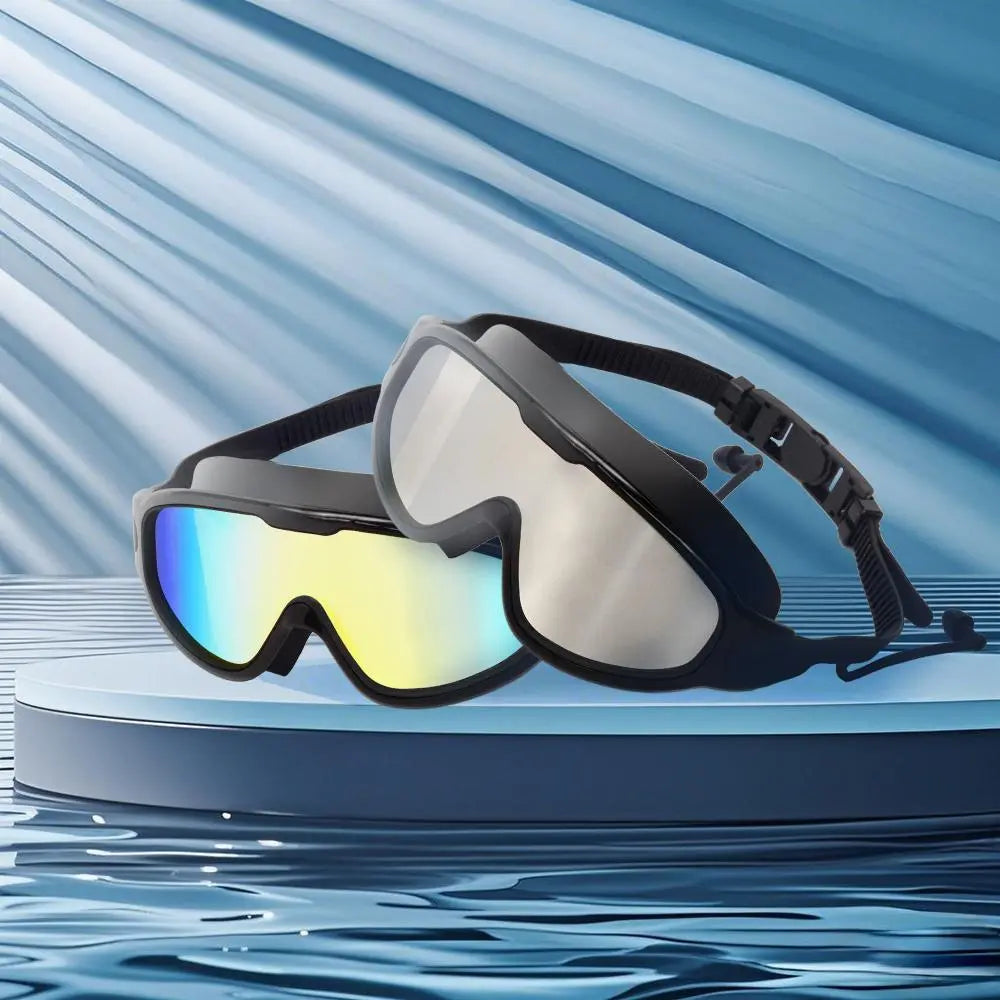 Swim Goggles 2 Pack - Wide View Anti-Fog & UV, No Leaking Swim Glasses for Men, Women, Kids Swimming