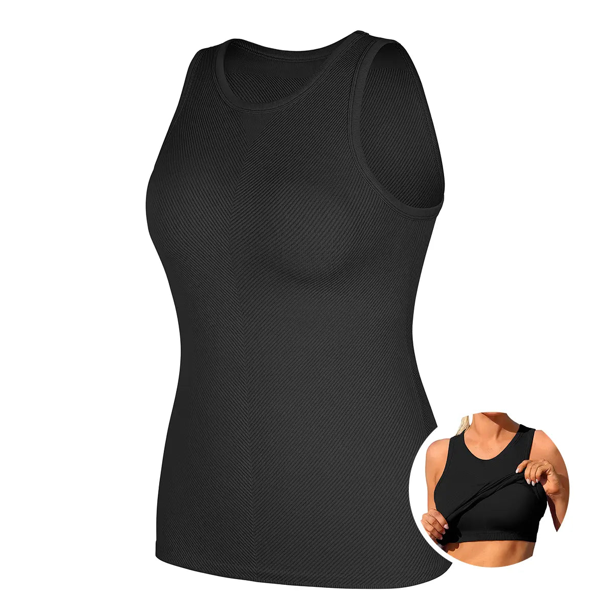 ATTRACO Women'S Seamless High Neck Workout Tank Top with Built-In Bra & Removable Padding for Yoga & Gym Training Summerwins