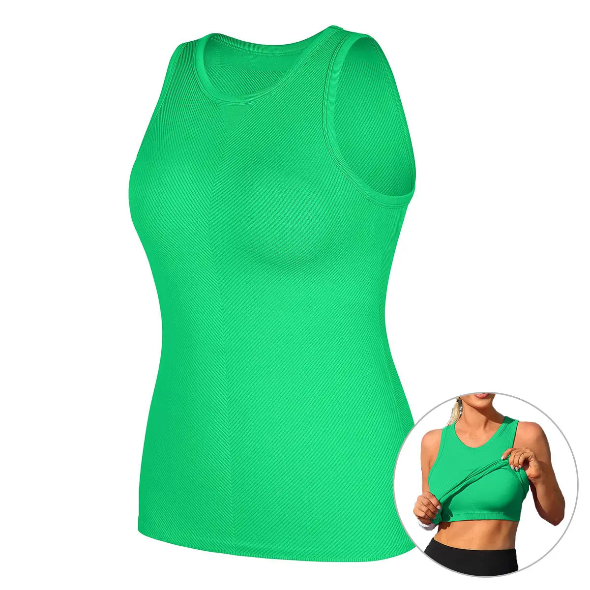ATTRACO Women'S Seamless High Neck Workout Tank Top with Built-In Bra & Removable Padding for Yoga & Gym Training Summerwins
