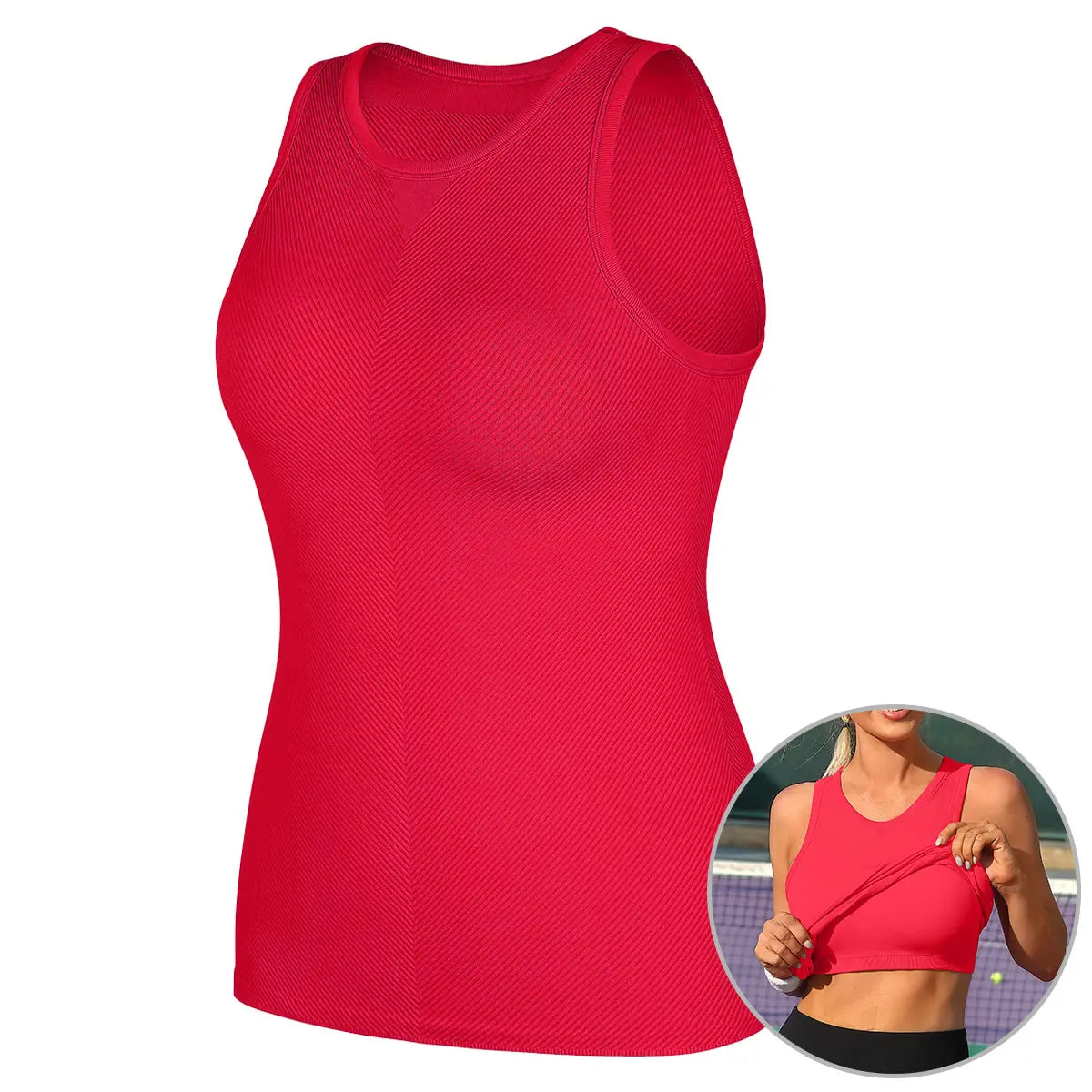 ATTRACO Women'S Seamless High Neck Workout Tank Top with Built-In Bra & Removable Padding for Yoga & Gym Training Summerwins