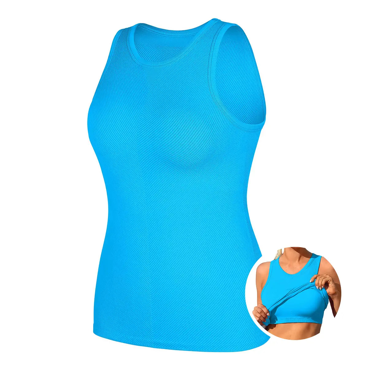 ATTRACO Women'S Seamless High Neck Workout Tank Top with Built-In Bra & Removable Padding for Yoga & Gym Training Summerwins